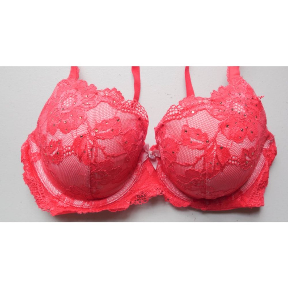 Victoria's Secret Body by Victoria Lined Demi Bra Pink Orange Size 34D
